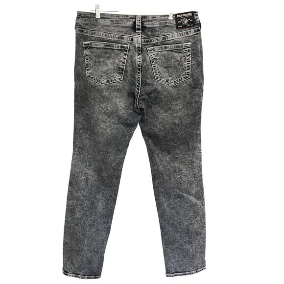 True Religion Billie Mid Rise Straight Leg Gray Denim Cotton Blend Jeans Size 33 - Picture 2 of 10
